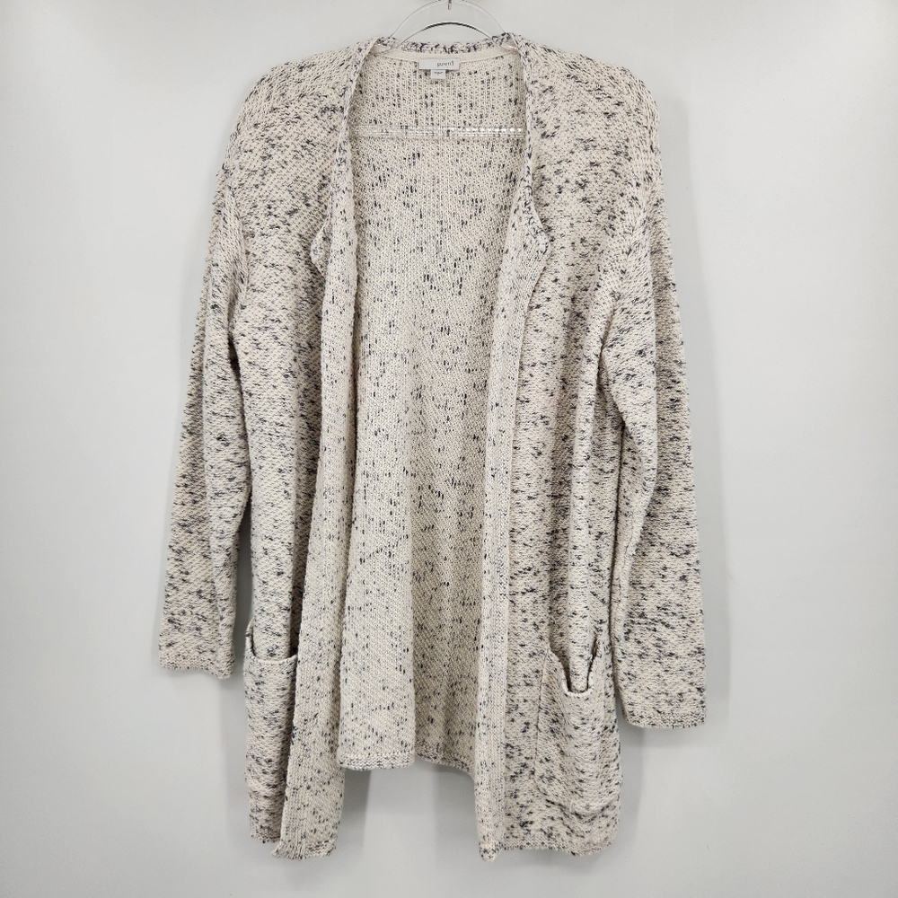 J. Jill PureJill Open Front Cardigan Womens Size Large Fleck Ivory Sweater